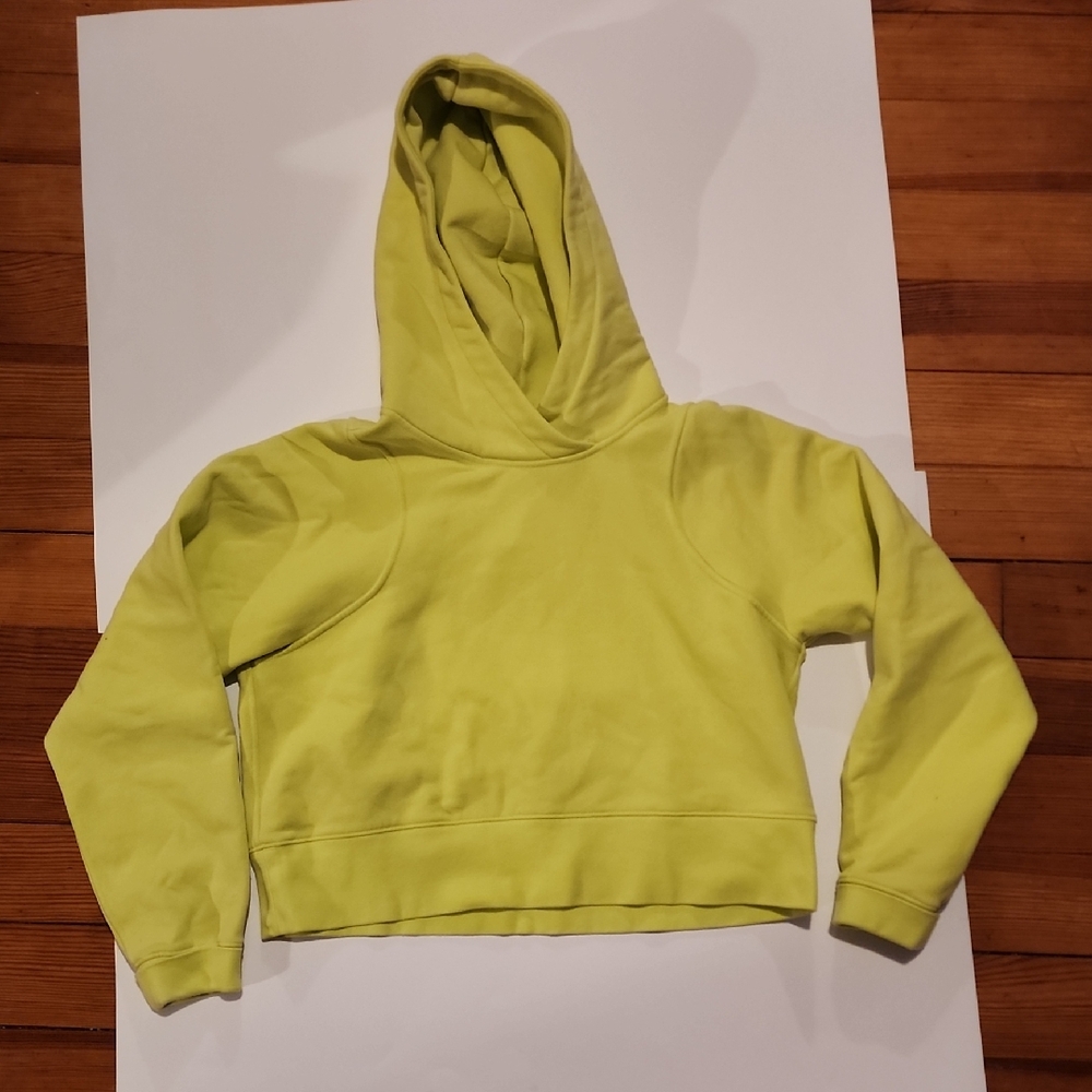 Lululemon Athletica Loungeful Cropped Hoodie In Neon Green Size 6